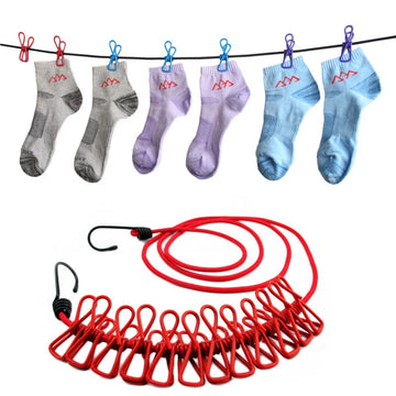 Clip&hang Portable Clothesline- 5 Meter Rope With (12) Clips